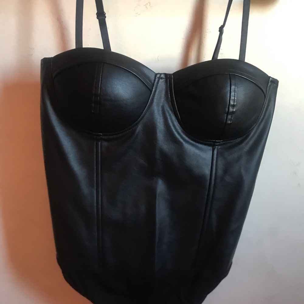 Say What. Faux leather Bodysuit.💃 - Picture 2 of 7